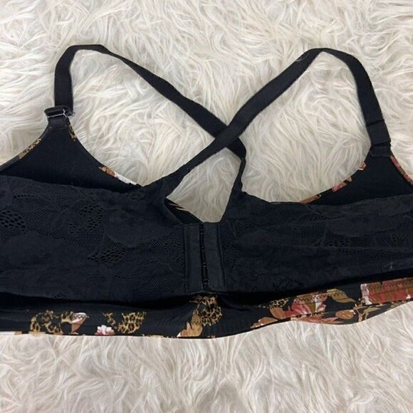 Torrid Wire-Free Lightly Lined Print Racerback Bra 42DDD Cheetah Floral Print - Picture 4 of 12